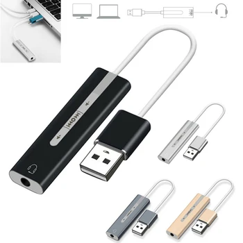 2 En 1 USB A 3.5 mm Jack Ligero y Pequeño de Escucha Para PC Con Micrófono Adaptador de Auriculares Pulse el Botón Tarjeta de Sonido Externa