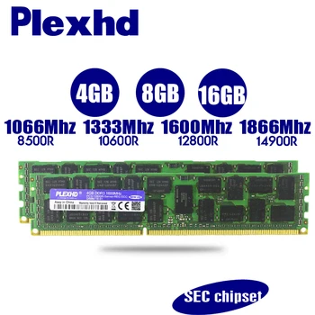 PLEXHD Servidor de memoria RAM de 4GB 8GB 16GB X79 X58 2011 LGA2011 DDR3 PC3-10600R 12800R 14900R ECC REG 1866 mhz 1600 mhz 1333 mhz RAM de la PC