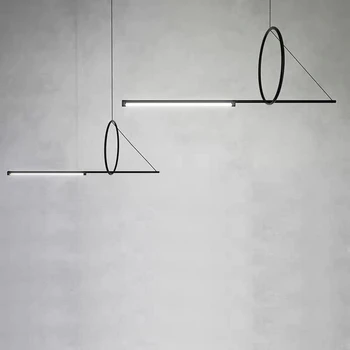 Negro moderno LED lámparas colgantes para el dormitorio Accesorios de Iluminación de la sala de estar Decoración del Arte del Hierro de la Línea de la tira de la lámpara colgante para bar