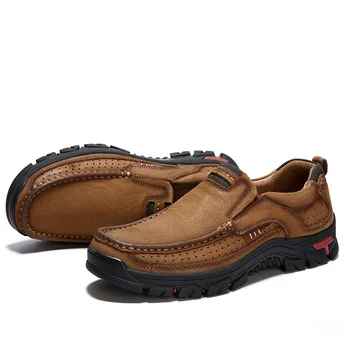 UEXIA Nuevos Mocasines de Cuero Genuino de los Hombres Mocasín Zapatillas Planas de Alta Calidad Causal Hombres Zapatos Masculinos Calzado Zapatos del Barco de Tamaño 38-48