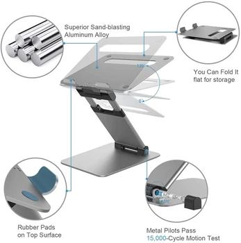 La Aleación de aluminio de la base del Portátil Ajustable Ángulo de Elevación Libre de Metal Portátil Aumentar la Refrigeración del Titular para Macbook Dell iPad Pro de 7 a 17 pulgadas