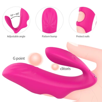 Control Remoto inalámbrico Dedo Vibrador para el Punto G de las Mujeres Estimulador de Clítoris dos Cabezas de Cepillo de Dedo de la Manga de Juguetes Sexuales Para Adultos