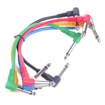 6Pcs/Set Partes de Guitarra de colores Ángulo Enchufe el Cable de Audio Lleva los Cables de conexión Para Guitarra Pedal de Efectos