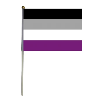 Envío gratis xvggdg 100pcs 14 * 21cm Personalizado de la Mano de la Bandera de la Ace de la Comunidad Asexualidad asexual orgullo de la Mano de banderas