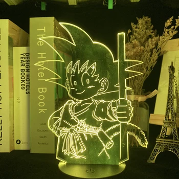 Anime Joven Goku Figura Led Luz de Noche para los Niños Dormitorio Decoración de la lámpara de noche Fresca Niño de Regalo de Cumpleaños de Escritorio 3d Lámpara de Goku