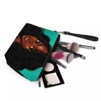 La Reina negra Afro Niñas de Diseño Casual Bolsa de maquillaje Para las Mujeres Multifunción de Cosméticos de Belleza en el Caso de la Señora de la PU Bolso de Lavado de artículos de Tocador de 2021