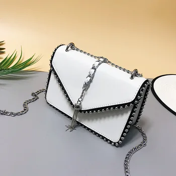 2019 crossbody bolsas para mujer bolsos de piel de lujo bolsos mujeres, bolsas de diseñador de remache de la borla de la cadena de hombro bolsa saco una de las principales
