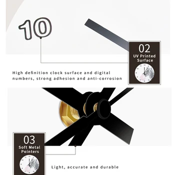 Decorativo Reloj de Pared de Silencio Clockwork Cielo Estrellado de Acrílico 3D DIY Reloj de Pared de Diseño Moderno para la Sala de estar de la Cocina del Reloj de la Casa de Dic