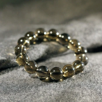Natural de 1.2 cm de Cuarzo Ahumado Perlas de Cristal Pulsera de la Oración del Rosario Brazalete de Joyería de Moda