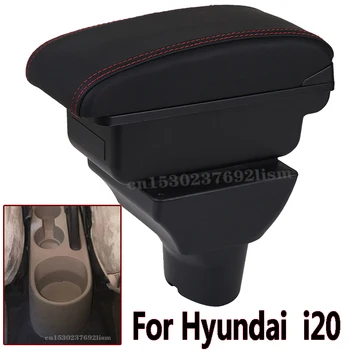 Para Hyundai I20 apoyabrazos de la caja de Carga USB aumentar la Doble capa central el contenido de la Tienda de la copa titular coche accesorios