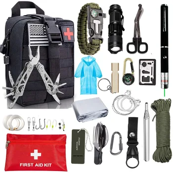 Múltiples Aventuras al aire libre Kit de Supervivencia al aire libre de la Emergencia de Supervivencia Kit de marcha con el Cuchillo Táctico herramienta para el Camping, Senderismo Caza