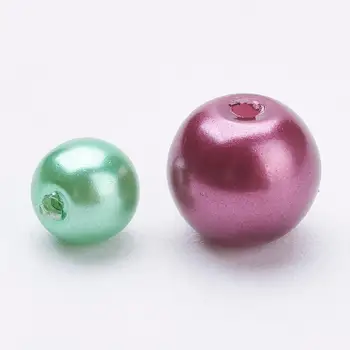 4-6/6-8/8-10mm Ambiental Teñido de Cristal de la Perla de la Ronda Cordón de Hilos, Cordón de Algodón de Rosca, Color Mezclado, Color Mezclado agujero: 0.7 mm.