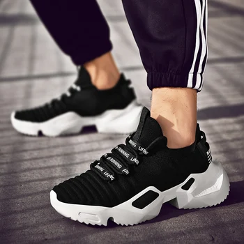 2020 Papá Zapatos de Plataforma de Zapatillas de deporte de los Hombres Retro al aire libre de los Hombres Zapatos de Deporte de Aire Respirable que Teje el Aumento de Altura Zapatillas