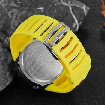 LED Digital de los Hombres del Deporte del Reloj Cronómetro OHSEN 50M de Buceo al aire libre Militar hombre reloj de Pulsera Amarilla de la Moda Reloj de pulsera relojes homme