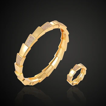 Teresa de lujo de un trapecio lleno de circón un esmalte clásico brazalete con anillo de la joyería conjunto cúbicos circón micro allanar configuración de pulsera
