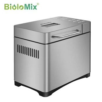 Biolomix de Acero Inoxidable de 1 KG 17-en-1 Automático de Fabricante de Pan 650W Programable Máquina de Pan con 3 Tamaños de Pan de Nuez de la Fruta Dispensador