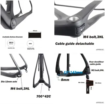 2021 Eje Pasante de 142mm disco de ciclocross cuadro de carbono de Grava 700C Carbón Marco de la Bicicleta, Di2 de Carbono de Ciclocross Marco con 100*12 mm de horquilla