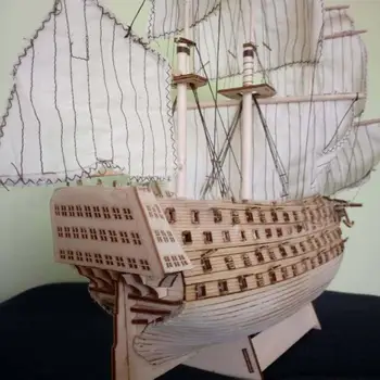 DIY 3D de Madera Ensambladas Victoria de la Marina Real de Barco Velero Modelo de Construcción de Juguete de la Decoración del Hogar Kits de Artesanía para Niños