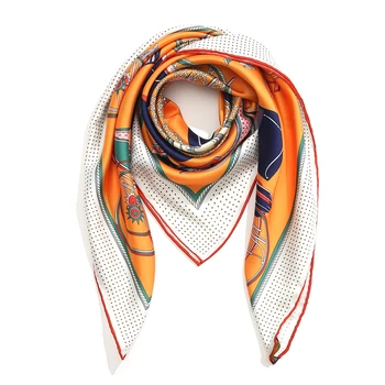 Las Mujeres de lujo de Sarga Plaza de la Seda de la Bufanda para el Cuello Chal Envuelve 2020 Diseño de Impresión Hiyab Bufandas de la Mujer Pañuelo Foulard