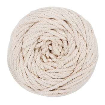 KiWarm Duradera 4mmx100m Natural Beige Blanco Macramé de Algodón Trenzado de la Cuerda de Cable de BRICOLAJE Textiles para el Hogar Accesorios de Artesanía