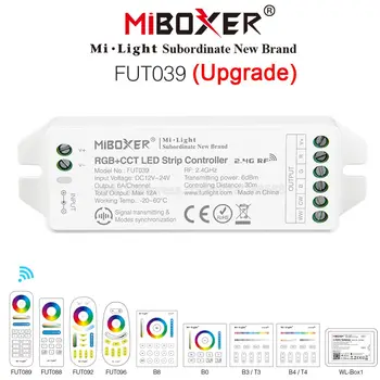 MiBOXER FUT039 (Actualizado) 2.4 GHz RGB+CCT de la Tira del LED Controlador de APLICACIÓN para el teléfono Inteligente / 2.4 GHz RF / Voz / DMX512 Control el Panel de Control