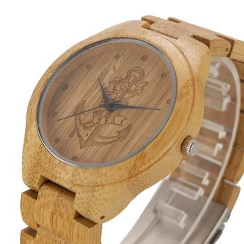 2018 venta Caliente de los Hombres de Madera Completa ver Perdidos En el Mar Ancla de Madera reloj de madera con banda de Lujo de Cuarzo reloj de Pulsera relogio masculino