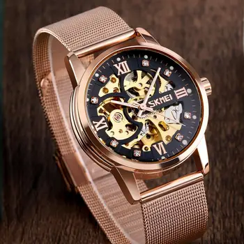 SKMEI Reloj Automático de los Hombres Mecánicos Creativo relojes de Pulsera para Hombre de Engranajes Hueco de Arte de línea Strainless de Acero de la Correa de la montre homme 9199
