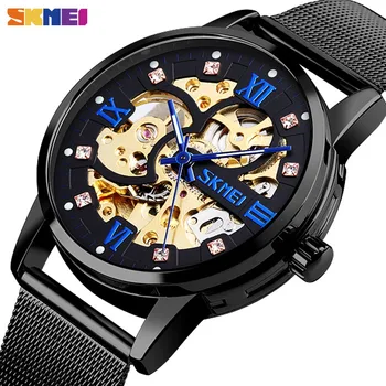 SKMEI Reloj Automático de los Hombres Mecánicos Creativo relojes de Pulsera para Hombre de Engranajes Hueco de Arte de línea Strainless de Acero de la Correa de la montre homme 9199
