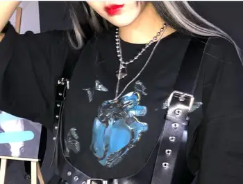 Harajuku egirl corazón candado collar grunge igirl goth chocker 90 estética accesorios emo collier femme punk Fresco de la joyería