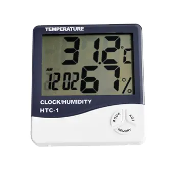 Nueva pantalla LCD Digital de Temperatura y Humedad Medidor Probador Doméstica Higrómetro HTC-1 con el Reloj