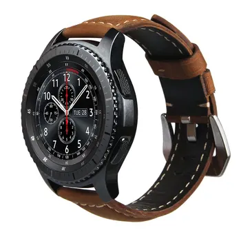 De Cuero genuino correa de reloj de la Banda para Samsung Gear S3 Frontera Clásico de la correa para Huami Amazfit Stratos 2 2S pulsera de bandas de 22mm