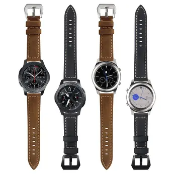 De Cuero genuino correa de reloj de la Banda para Samsung Gear S3 Frontera Clásico de la correa para Huami Amazfit Stratos 2 2S pulsera de bandas de 22mm