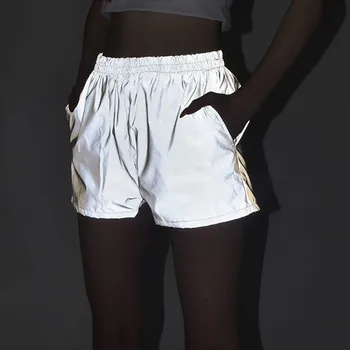 XUANSHOW 2020 Reflectante de la Luz Chándales Conjunto de Bling Camisetas pantalones Cortos Femme Hip hop Fresco de las Mujeres Trajes de Jogging, juego de