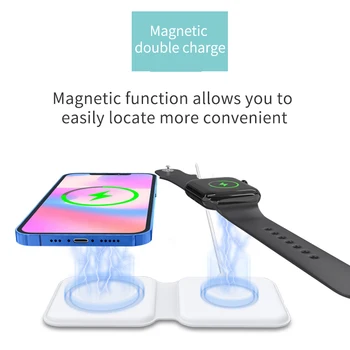 2in1 Plegable de Doble Magnética Cargador Inalámbrico Para el iPhone 12 Max Pro Mini De Apple Watch Para el Airpod de Carga Rápida