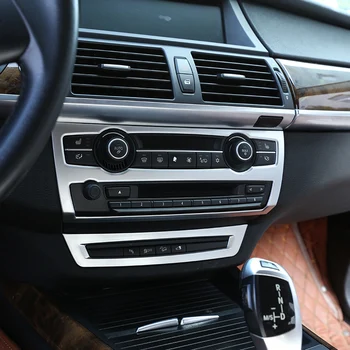 Los Accesorios del coche del ABS Mate de Plata del Interior del Coche Decoración de la Tira de la Tapa del Armazón de Recorte de la etiqueta Engomada Para BMW X5 X6 E70 E71 2008-2013