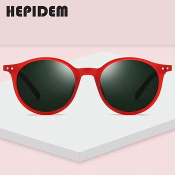 HEPIDEM Acetato de Gafas de sol Polarizadas Hombres 2019 Vintage Retro Ronda de Gafas de Sol para Mujer de la Marca de Diseño Transparente Clara de las Gafas de sol