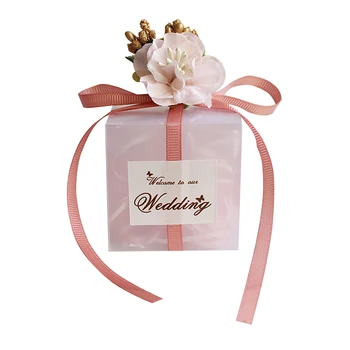 50Pcs Creativo de la caja de regalo de Plástico Esmerilado bolsa de papel de kraft de chocolate favor cuadros de la boda de candy empaquetado de la caja de Suministros de Partes