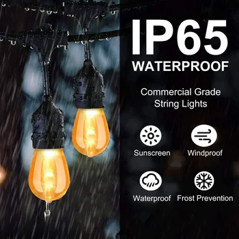 IP65 15M de la calidad Comercial de LED Cadena de Luces S14 LED Retro Edison Filamento de la Bombilla de la UE Conectable de la Boda de la Iluminación navideña de la Guirnalda