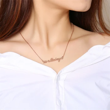 Vnox Romántico, la Flecha de Cupido Nombre del Collar para las Mujeres 585 Oro Rosa de Acero Inoxidable de Gargantilla de Personalizar Amante de Regalo