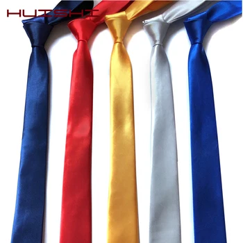HUISHI Slim Lazos de los Hombres de color Sólido de la Corbata Para Hombre Estrecho Pañuelo 5cm de Ancho de 38 Colores Azul Real Amarillo Oro Por Parte de los Accesorios