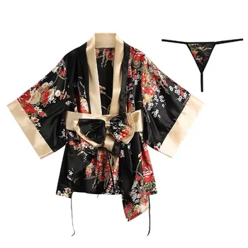 Las Mujeres Japonesas Lindo Kimono Floral Kimono Traje Sexy Ropa De Dormir Camisón Yukata Informal Elegante Spa Japón Sexy Trajes Cosplay