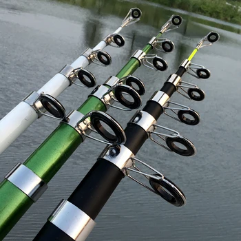 GHOTDA Nuevo Diseño Blanco de Spinning caña de Pescar FRP + Fibra de Carbono Telescópica con Barras de Pesca 2.1-3.6 M