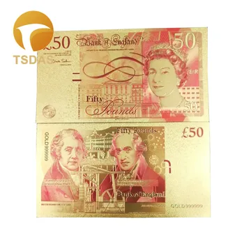 Inglés (reino unido) el Oro de los Billetes Conjunto 5.10.20. 50 la Libra Británica de billetes de Banco en Oro 24K Plateado