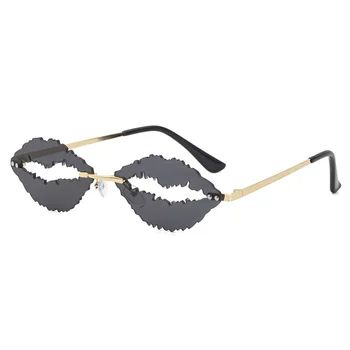 Los labios de Gafas de sol de 2020 Diseño Único Anteojos de Montura de las Mujeres Retro Gafas de Lentes Hombres Oval Hueco Gafas de Sol UV400 Tonos Oculos