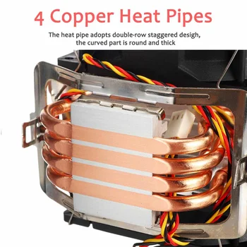 4 de Calor de Cobre Tubo de la refrigeración de la CPU Ventilador de Refrigeración del Radiador Tranquilo Dual Fan Cooler del Disipador de calor para Intel LGA 1150/1151/1155/1156/1366/775 AMD