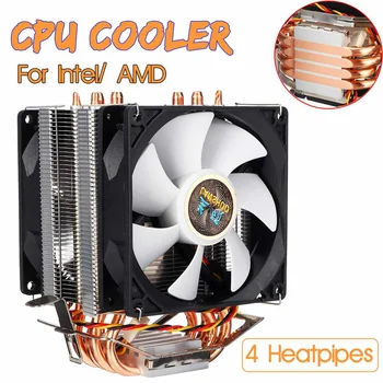 4 de Calor de Cobre Tubo de la refrigeración de la CPU Ventilador de Refrigeración del Radiador Tranquilo Dual Fan Cooler del Disipador de calor para Intel LGA 1150/1151/1155/1156/1366/775 AMD