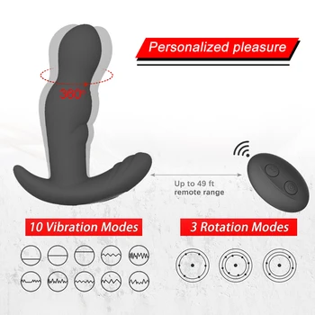 360 Grados De Rotación Plug Anal Vibrador De Silicona Macho Masajeador De Próstata Butt Plug Ano Vibrador Juguetes Sexuales Para Hombres G-Spot Estimular