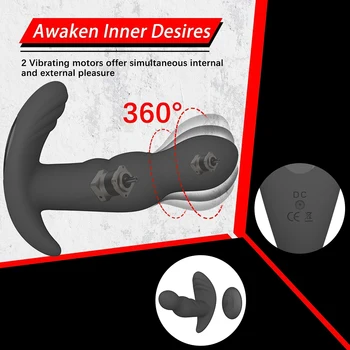 360 Grados De Rotación Plug Anal Vibrador De Silicona Macho Masajeador De Próstata Butt Plug Ano Vibrador Juguetes Sexuales Para Hombres G-Spot Estimular