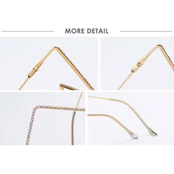 LongKeeper de Moda de Lujo de Diamantes de Gafas de Marco Mujeres 2020 Aleación de Anteojos Fresco Punk de Medio fotograma Gafas Accesorios