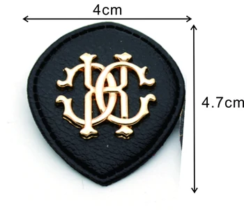 25pcs/lot en blanco/negro cuero de la PU de coser en las Insignias de la Moda de etiquetas con el logo de metal en las etiquetas de ropa de jeans/chaqueta PLB-001